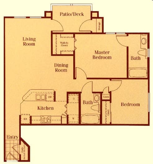 2x2 1020sf Classic - B3 1054 floor plan