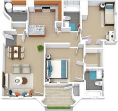 2x2 865sf Classic - B1 2001 floor plan