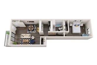 1 Bed - 1 Bath (Renovated) 11-103 floor plan