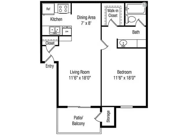 1x1 Reno 112 floor plan