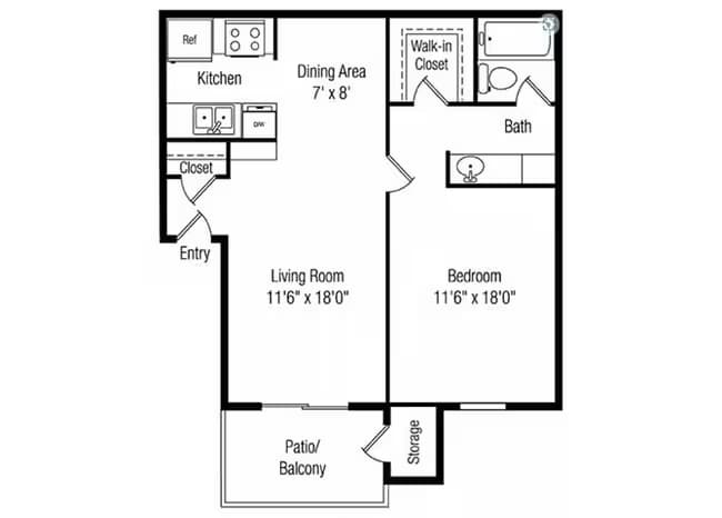 1x1 107 floor plan