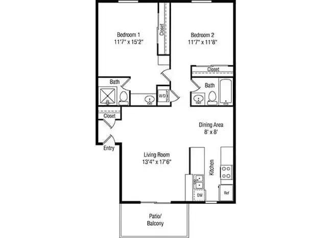 2x2 258 floor plan