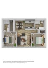 Two Bedroom Two Bath Classic 0255 floor plan