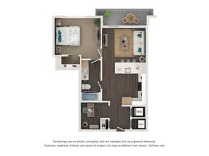 A1D 1x1 716 SF 359 floor plan