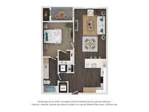 A3 1x1 770 SF 525 floor plan