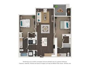 B1 2x2 1068-1073 SF 310 floor plan