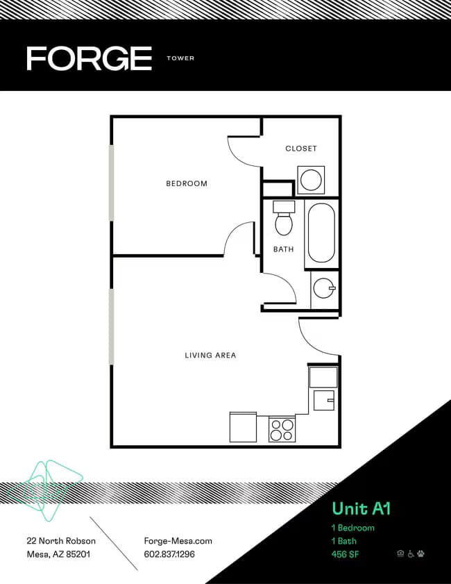 1 Bed/1 Bath 409 floor plan