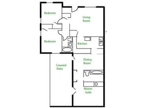 3 Bedroom 2 Bathroom 608 floor plan