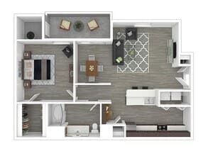 1x1-820- Partial Renovation 261 floor plan