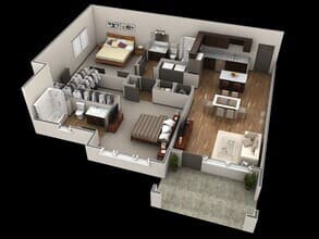 2 BR Premier Courtyard 1062 floor plan