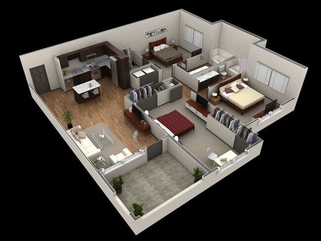 3 BR Premier Overlook 2066 floor plan