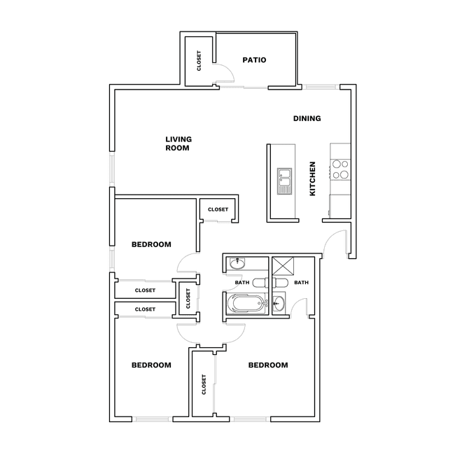 3x2 1444 sqft - Classic E027 floor plan