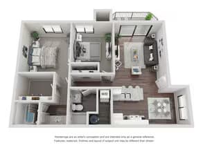 B1: 2 Bed 2 Bath 2214 floor plan