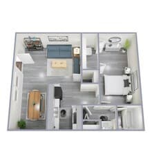 1 BR, 1 BA - Plan B Y5 floor plan