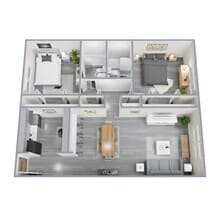 2 BR, 2 BA - Plan E O102 floor plan