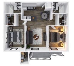 Two Bed Two Bath 251 floor plan
