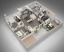 Three Bedroom, Two Bath 1069 floor plan