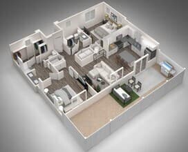 Two Bedroom, Two Bath 1009 floor plan