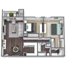 B4: 2 Bed 2 Bath C139 floor plan
