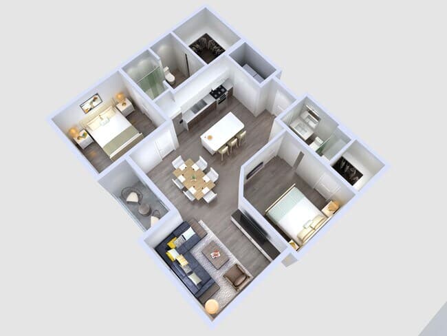 B1: 2 Bed 2 Bath 100 floor plan