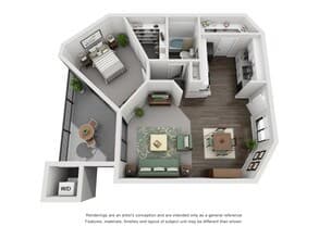 1x1 Renovated 2038 floor plan