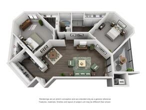 2x2 Renovated 2129 floor plan