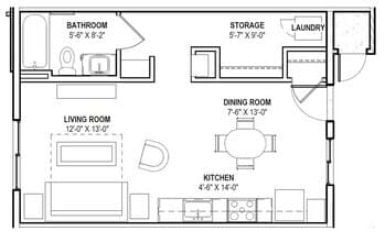 Studio C-3051 floor plan