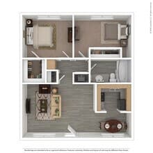 Two Bedroom, One Bath East - Classic 72E floor plan