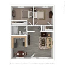 Two Bedroom, One Bath West - Classic 91W floor plan