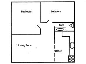 Two Bedroom, One Bath B floor plan