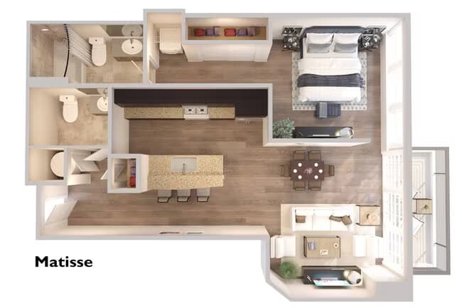 Matisse - 1 Bedroom 1.5 Baths 20908 floor plan