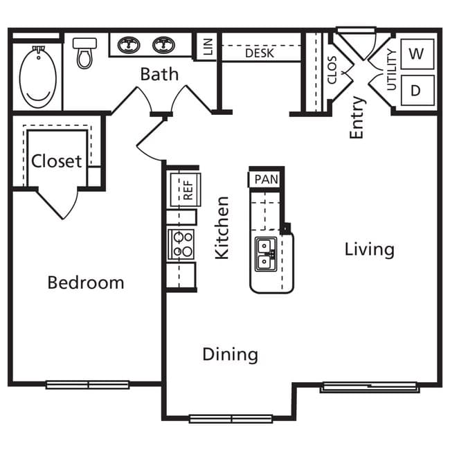 A06 - The Jemison - 838 sqft 160 floor plan