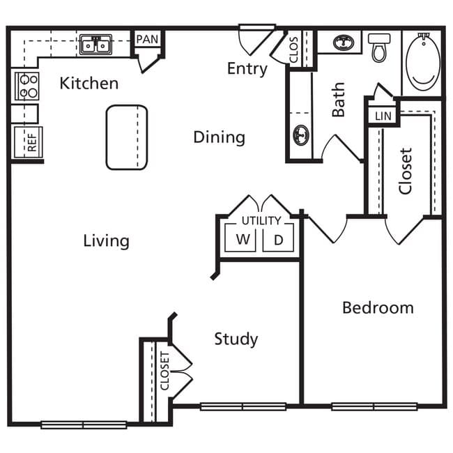 A14 - The Grissom - 1025 sqft 138 floor plan