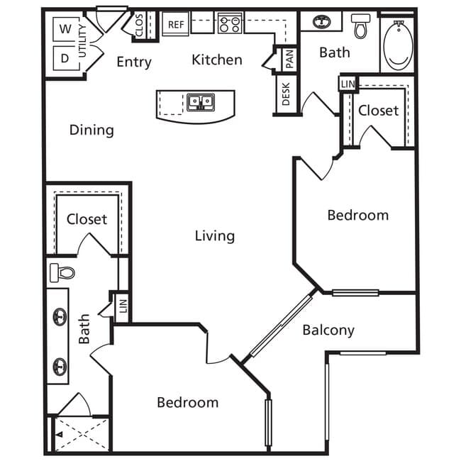 B01 - The Valentina - 1213 sqft 151 floor plan