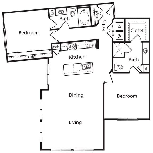 B03 - The Thomas - 1257 sqft 411 floor plan