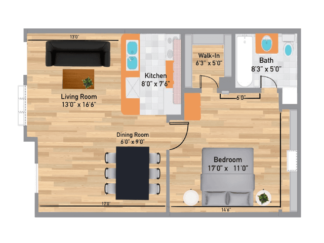1X1 236 floor plan