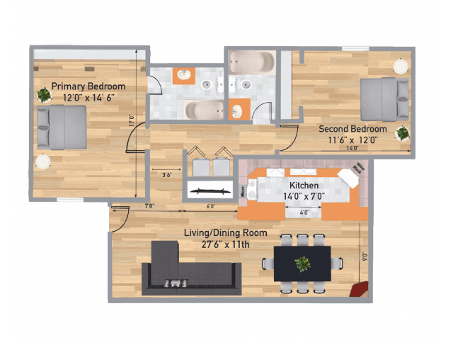 2X2 322 floor plan