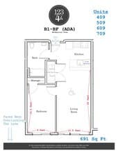 B1 - BF/ADA 509 floor plan