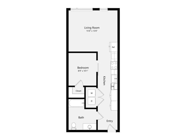 Urban One Bedroom A02AA 414 floor plan