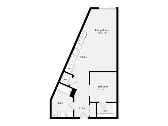 Urban One Bedroom A06A 368 floor plan