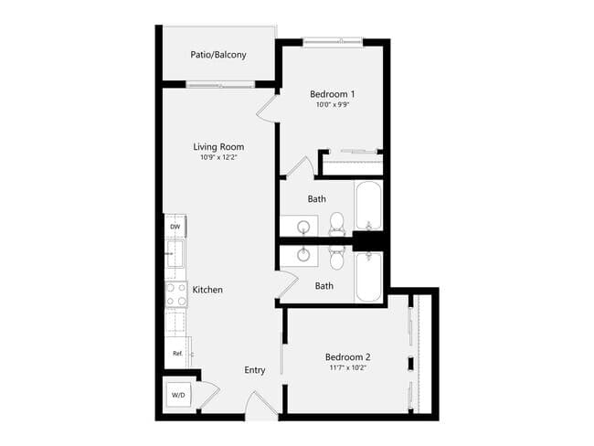 Urban Two Bedroom D01C 574 floor plan