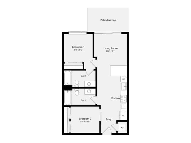 Urban Two Bedroom D06A 455 floor plan