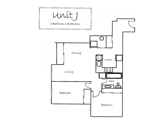 Two Bedroom One Bath I A_417 floor plan