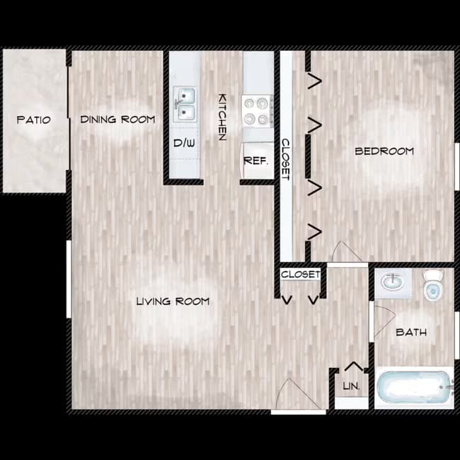 1 Bed 1 Bath 172704 floor plan
