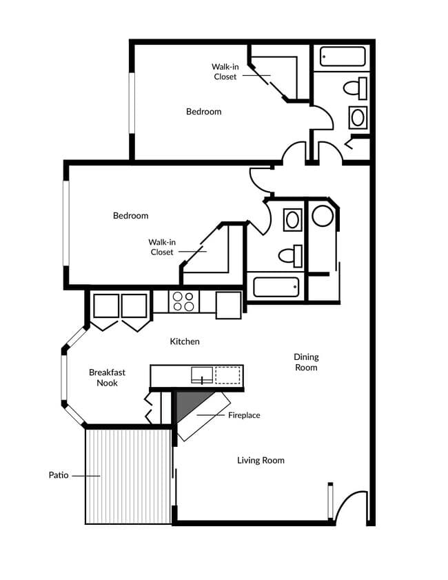2 Bed 2 Bath B 29201 floor plan