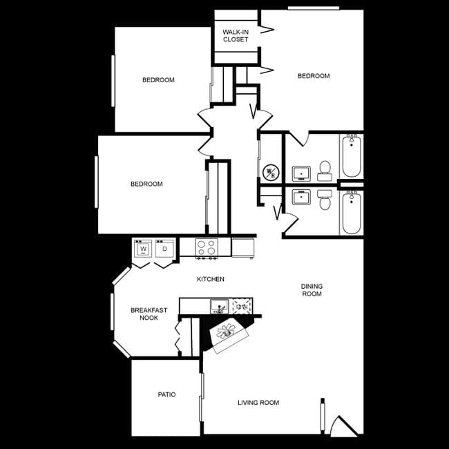 3 Bed 2 Bath A 11202 floor plan