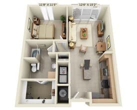 One Bedroom A1B 229 floor plan