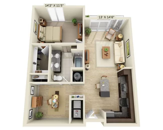 One Bedroom Den A1AD 961 floor plan
