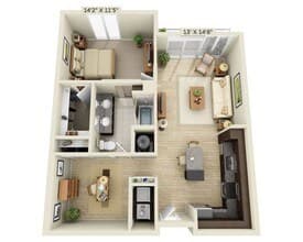 One Bedroom Den A1AD 557 floor plan