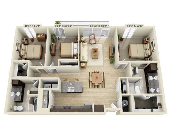 Three Bedroom C2A 379 floor plan